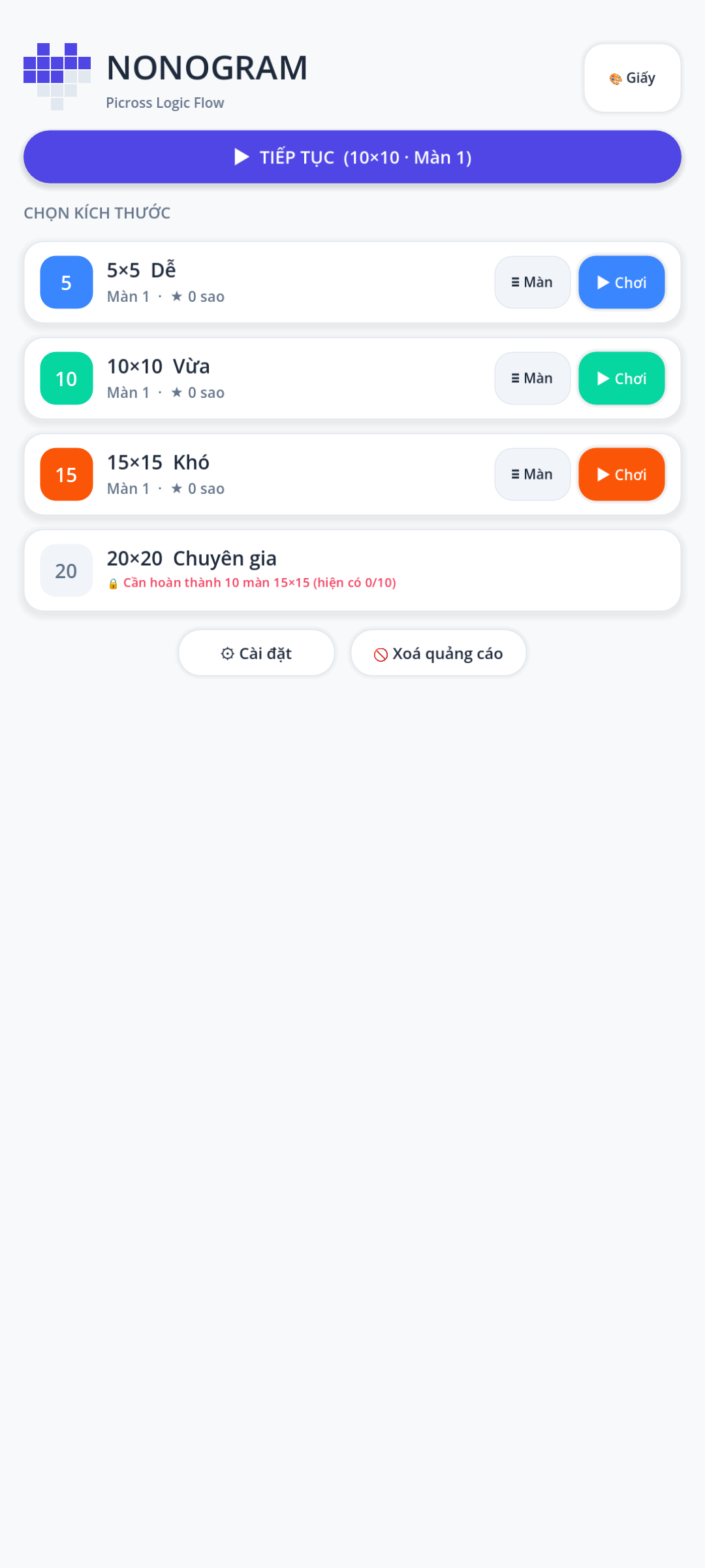 Menu chính giao diện Neo-Cozy thời thượng